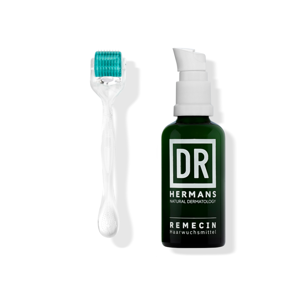 REMECIN 100 ml Flasche und Dermaroller FINAL DR HERMANS